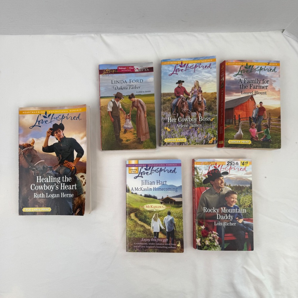 Love Inspired Romance Books Lot of 6 Cowboy Western Inspirational Fiction PBP